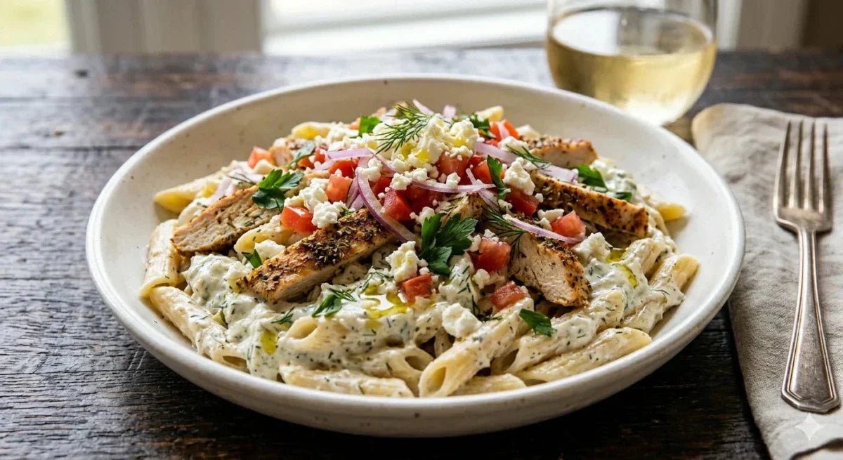 Pasta gyros recipe - the easiest Greek dinner at home - PelopsGreekGoods