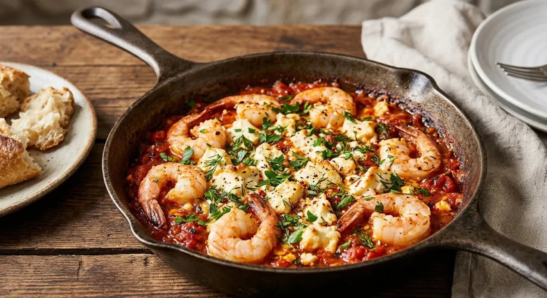 Shrimp Saganaki Recipe: Greek Shrimp in Tomato Feta Sauce - PelopsGreekGoods