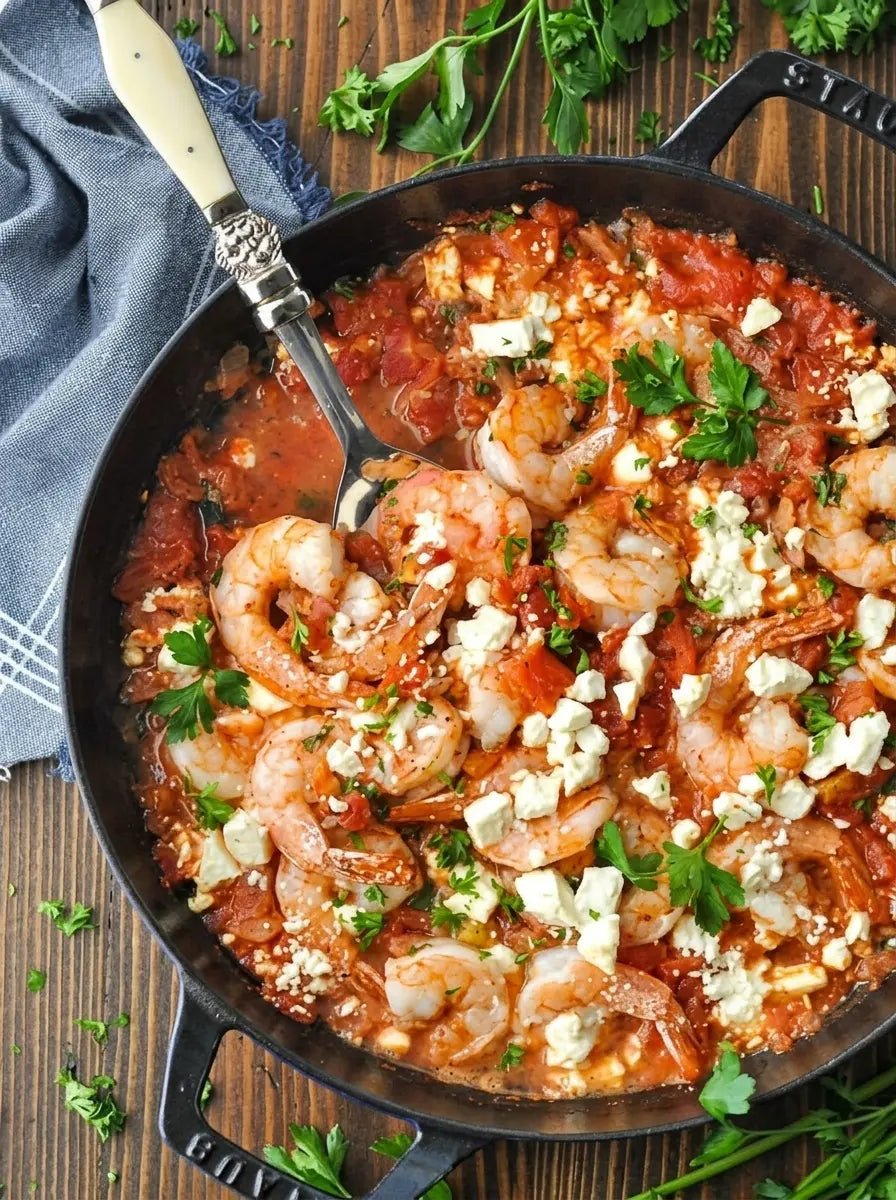 Shrimp Saganaki Recipe: Greek Shrimp in Tomato Feta Sauce - PelopsGreekGoods