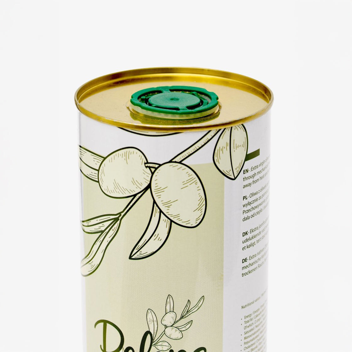 1 Liter Pelops Extra Virgin Olive Oil - opening side