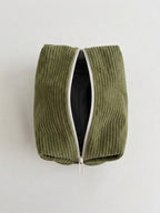 Corduroy Makeup Bag, Olive Green - PelopsGreekGoods