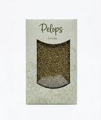 Pelops Greek mountain thyme packaging displayed on a clean white background, showing the front label with product name and branding.
